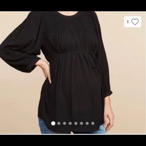 Motherhood Maternity Tie Waist Smocked Blouse